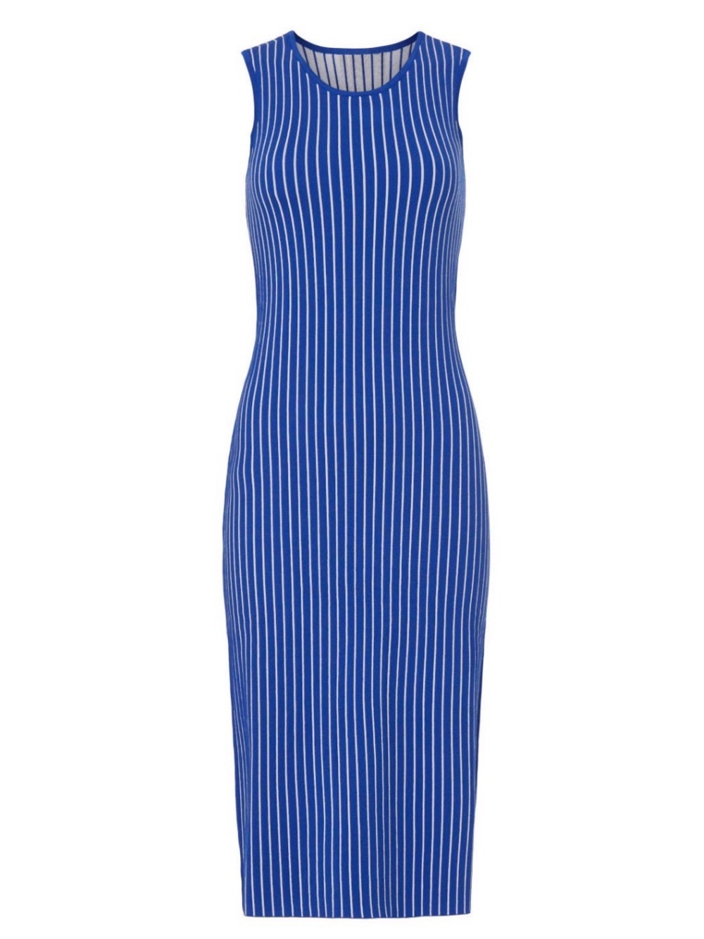 Jason Wu Sleeveless Blue & White Ribbed Midi Dress